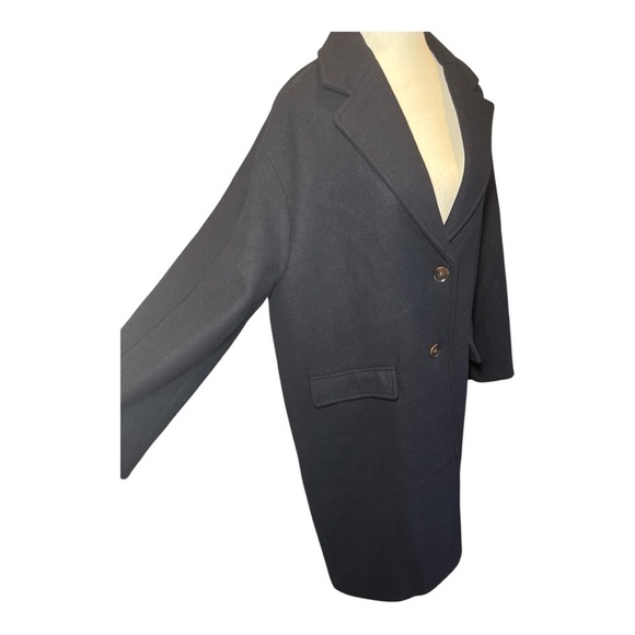 NWT Zara Wool Blend Oversized Long Coat Navy Blue Minimalist Chic Sz XS-S - Picture 6 of 9